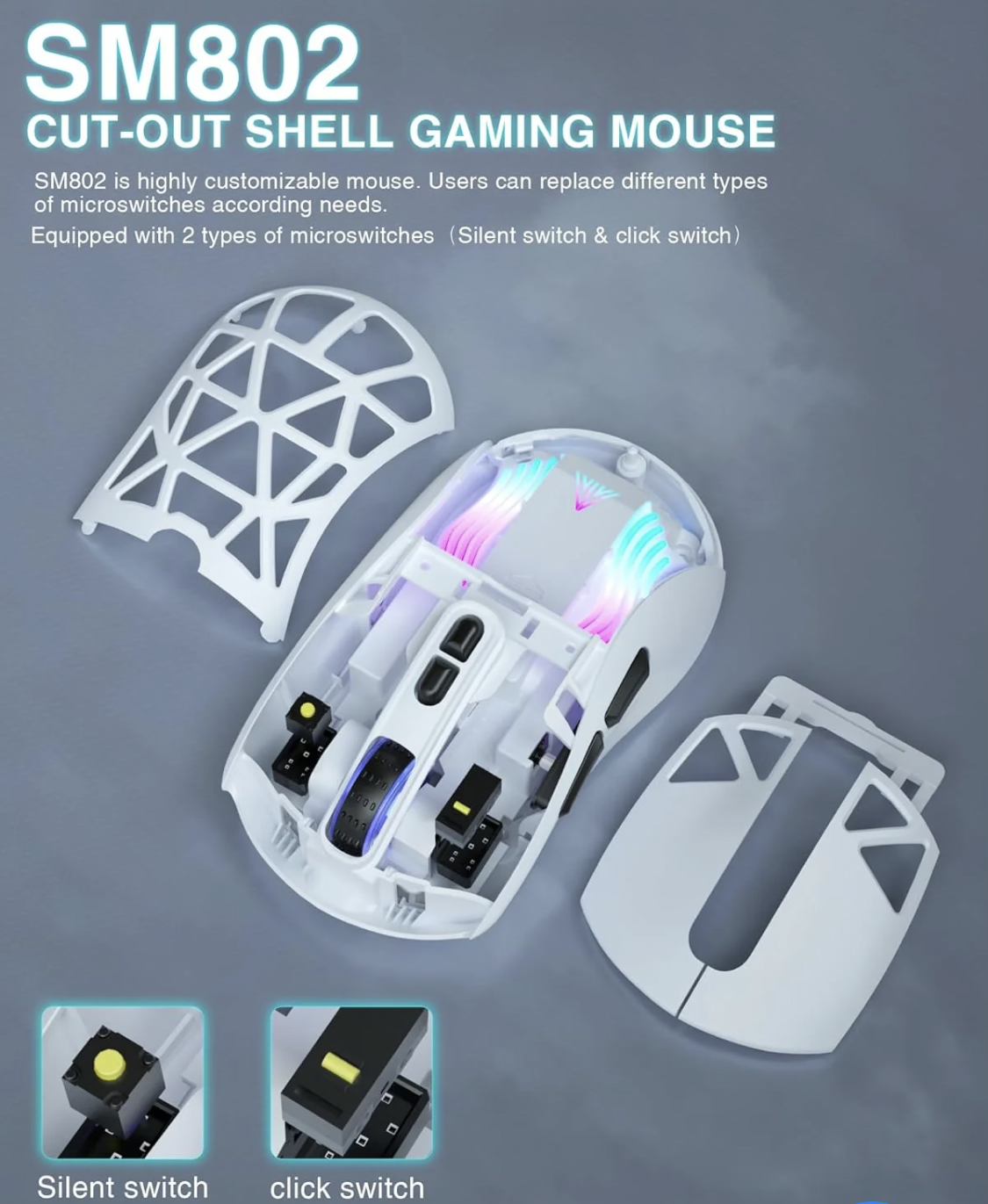 SM802 Wired RGB Gaming Mouse – Ergonomic PC Gaming Mouse for Laptop & Desktop